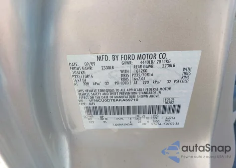2010 Ford Escape Xlt z USA, uszkodzony, nr VIN 1FMCU0D78AKA69710